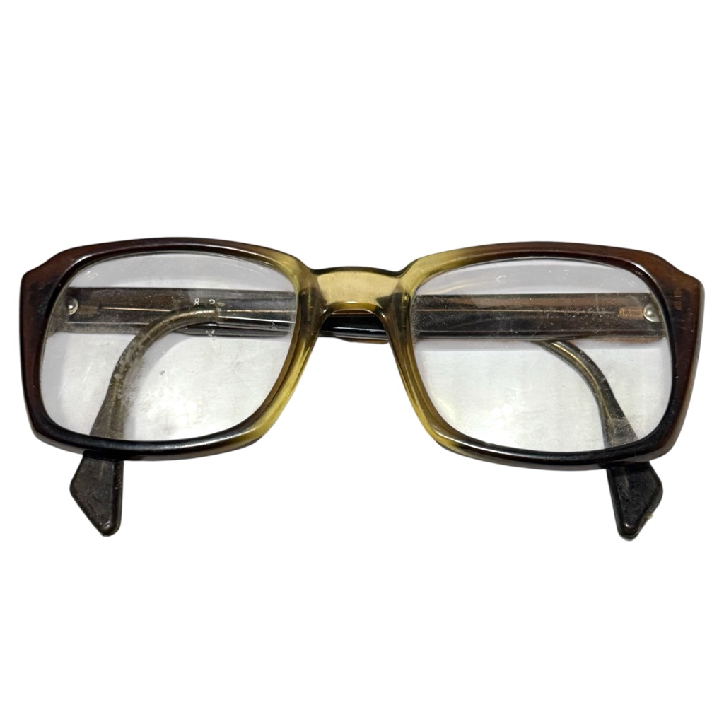 Vintage Vam Usa Mens Thick Eyeglasses Frames Yellow Black Chunky Nerdy
